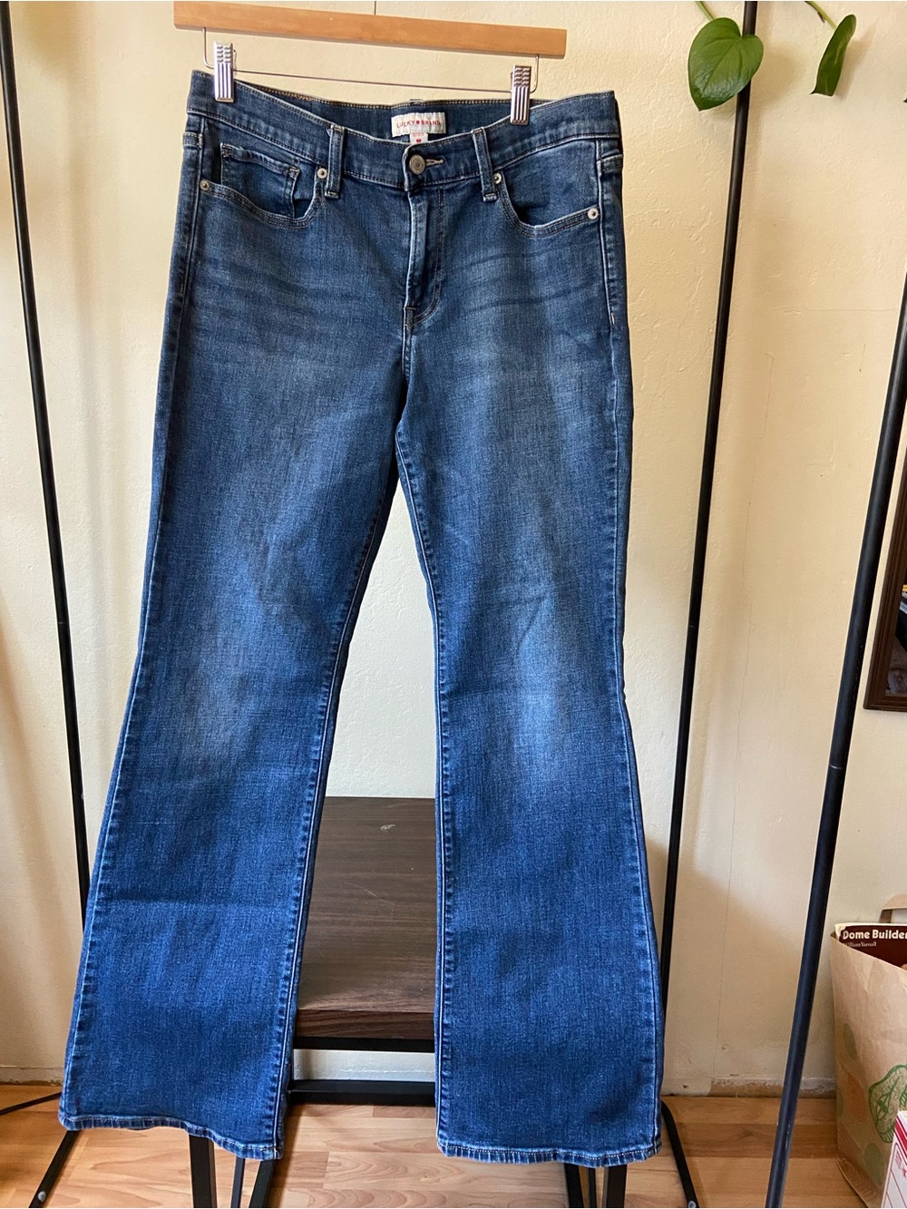Lucky Brand Blue Denim Jeans with Tan Leather Patch